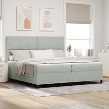 vidaXL Boxspring Ágy Matrac & LED Fény Szürke 200x200 cm Bársony ágy és ágykellék