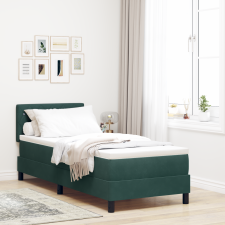 vidaXL Boxspring Ágy Matrac & LED Sötét Zöld 80x200 cm Bársonyos ágy és ágykellék