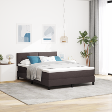 vidaXL Boxspring Ágy Matrac + LED Sötétbarna 140x190 cm Szövet ágy és ágykellék