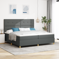 vidaXL Boxspring Ágy Matrac & LED Sötétszürke 200x200 cm Szövet ágy és ágykellék