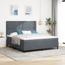 vidaXL Boxspring Ágy Matrac LED világítással Sötétszürke 180x200 cm Bársony ágy és ágykellék