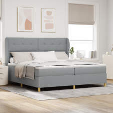 vidaXL Boxspring Ágy Matrac nélkül, Világosszürke, 200x200 cm, Szövet ágy és ágykellék