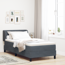 vidaXL Boxspring Ágy Matrac Sötétszürke 90x200 cm Bársony ágy és ágykellék