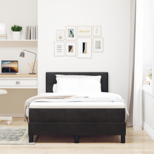 vidaXL Boxspring Ágy Matrac Szettel Fekete 120x200 cm Bársony ágy és ágykellék