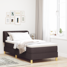 vidaXL Boxspring Ágy Matrac Vele Sötétbarna, 100x200 cm, Szövet ágy és ágykellék
