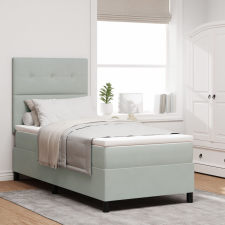 vidaXL Boxspring Ágy Matraccal &amp;amp; LED Fény Szürke 90x200 cm Bársony ágy és ágykellék