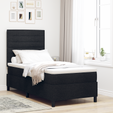 vidaXL Boxspring ágy matraccal és LED-del, fekete, 80x200 cm, textil ágy és ágykellék