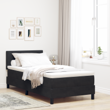 vidaXL Boxspring Ágy Matraccal és LED-del Fekete 90x190 cm Bársonyos ágy és ágykellék