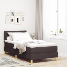 vidaXL Boxspring ágy matraccal és LED-del, sötétbarna, 100x200 cm, szövet ágy és ágykellék