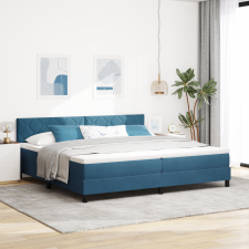 vidaXL Boxspring Ágy Matraccal és LED-del Sötétkék 200x200 cm Bársony ágy és ágykellék