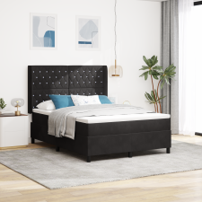 vidaXL Boxspring Ágy Matraccal és LED Fekete 160x200 cm Bársonyos ágy és ágykellék