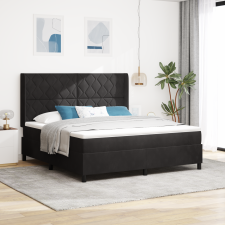vidaXL Boxspring Ágy Matraccal és LED Fénnyel Fekete 180x200 cm Bársony ágy és ágykellék
