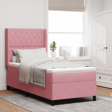 vidaXL Boxspring Ágy Matraccal és LED Rózsaszín 90x200 cm Bársonyból ágy és ágykellék