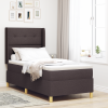 vidaXL Boxspring ágy matraccal és LED világítással, sötétbarna 100x200 cm szövet