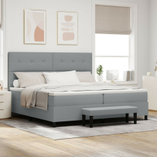 vidaXL Boxspring ágy matraccal és padal világosszürke 200x200 cm szövet ágy és ágykellék