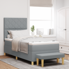 vidaXL Boxspring ágy matraccal és padban Világosszürke 100x200 cm Szövet ágy és ágykellék