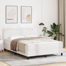 vidaXL Boxspring ágy matraccal, fehér 140x200 cm, műbőr ágy és ágykellék
