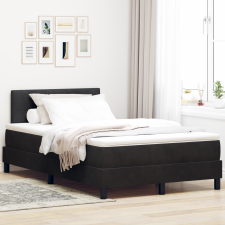vidaXL Boxspring ágy matraccal Fekete Kicsi dupla Bársony ágy és ágykellék