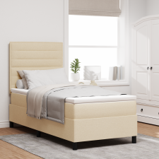 vidaXL Boxspring ágy matraccal Krém 100x200 cm szövet ágy és ágykellék