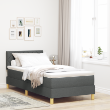 vidaXL Boxspring ágy matraccal & LED világítással Sötétszürke 90x200 cm Szövet ágy és ágykellék