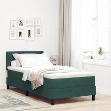 vidaXL Boxspring ágy Matraccal Sötét Zöld 100x200 cm Bársony ágy és ágykellék