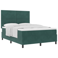 vidaXL Boxspring Ágy Matraccal Sötét Zöld 140x200 cm Bársony (3339839) ágy és ágykellék