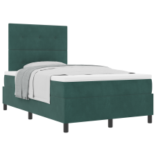 vidaXL Boxspring Ágy Matraccal Sötét Zöld Kis Kettős Bársony (3339821) ágy és ágykellék