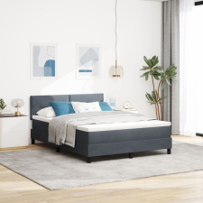 vidaXL Boxspring Ágy Matraccal Sötétszürke 140x190 cm Bársonyos ágy és ágykellék