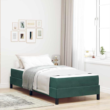 vidaXL Boxspring ágy matraccal Sötétzöld 100 x 200 cm Bársony ágy és ágykellék