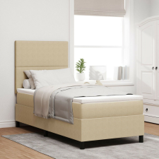 vidaXL Boxspring ágy matraccal, világos bézs, 90x200 cm, kordbársony szövet ágy és ágykellék