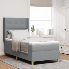 vidaXL Boxspring ágy matraccal világosszürke 100x200 cm szövet ágy és ágykellék