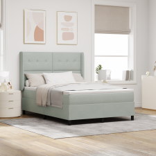 vidaXL Boxspring Ágy MATRACCAL Világosszürke 140x190 cm Bársony ágy és ágykellék