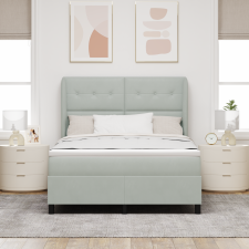 vidaXL Boxspring ágy matraccal világosszürke 160x200 cm bársony ágy és ágykellék
