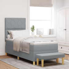 vidaXL Boxspring Ágy Matracelemmel és Pad Light Grey 80x200 cm Szövet ágy és ágykellék