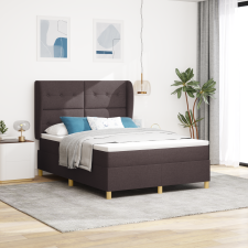 vidaXL Boxspring Ágy Matraceval Sötétbarna Színben, 160x200 cm Textil ágy és ágykellék