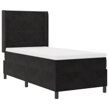 vidaXL Boxspring Ágy Mattal és LED-del Fekete 100x200 cm Bársony (3343912) ágy és ágykellék