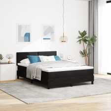 vidaXL Boxspring Ágy Mattal és LED Fekete 140x200 cm Bársony ágy és ágykellék