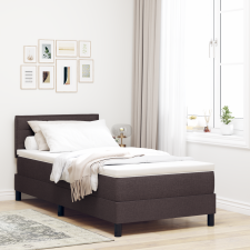vidaXL Boxspring Ágy Mattal és LED-fénnyel Sötétbarna 90x200 cm Szövet ágy és ágykellék