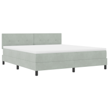 vidaXL Boxspring Ágy Mattal és LED Fény Szürke 180x200 cm Bársonyos (3342668) ágy és ágykellék