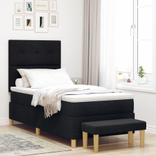 vidaXL Boxspring Ágy Mattal és Pad Fekete 100x200 cm Szövet ágy és ágykellék