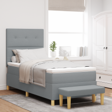 vidaXL Boxspring Ágy Mattal és Pad Lányos Szürke 90x190 cm Szövet ágy és ágykellék