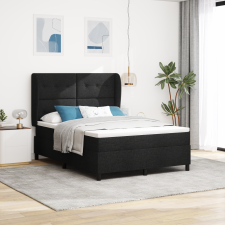 vidaXL Boxspring Ágy Mattal Fekete 160x200 cm, Szövet ágy és ágykellék