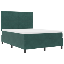 vidaXL Boxspring Ágy Mattal & LED Sötét Zöld 140x200 cm Bársony (3343385) ágy és ágykellék