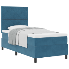vidaXL Boxspring Ágy Mattal Sötétkék 100x200 cm Bársonyos (3339882) ágy és ágykellék