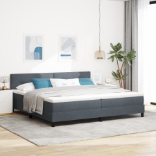 vidaXL Boxspring Ágy Mattal Sötétszürke 200x200 cm Bársonyos ágy és ágykellék