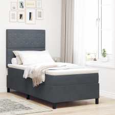 vidaXL Boxspring Ágy Mattal Sötétszürke Egyszemélyes Bársonyos ágy és ágykellék