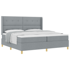 vidaXL Boxspring Ágy Mattal Világosszürke 200x200 cm Textil (3341854) ágy és ágykellék