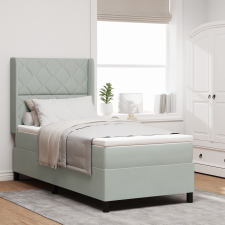 vidaXL Boxspring Ágy Mattal Világosszürke 90x200 cm Bársony ágy és ágykellék