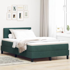 vidaXL Boxspring ágymatraccal és LED világítással, sötétzöld, 120x200 cm, bársonyos ágy és ágykellék