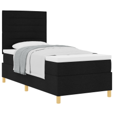 vidaXL Boxspringágy Mattal Fekete 90x200 cm Szövet (3339513) ágy és ágykellék